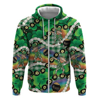St Patrick's Day Palaka Hawaii Hoodie Kukui Nut Pikake Lei Shamrock Dabbing Leprechaun