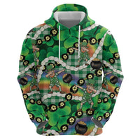 St Patrick's Day Palaka Hawaii Hoodie Kukui Nut Pikake Lei Shamrock Dabbing Leprechaun
