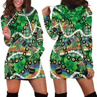 St Patrick's Day Palaka Hawaii Hoodie Dress Kukui Nut Pikake Lei Shamrock Dabbing Leprechaun LT14 - Polynesian Pride