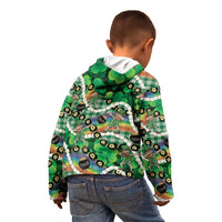 St Patrick's Day Palaka Hawaii Kid Hoodie Kukui Nut Pikake Lei Shamrock Dabbing Leprechaun