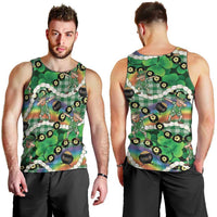 St Patrick's Day Palaka Hawaii Men Tank Top Kukui Nut Pikake Lei Shamrock Dabbing Leprechaun