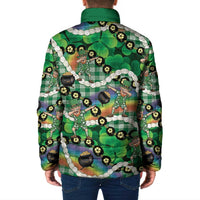 St Patrick's Day Palaka Hawaii Padded Jacket Kukui Nut Pikake Lei Shamrock Dabbing Leprechaun