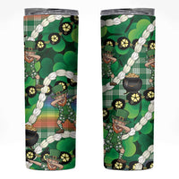 St Patrick's Day Palaka Hawaii Skinny Tumbler Kukui Nut Pikake Lei Shamrock Dabbing Leprechaun LT14 Green - Polynesian Pride
