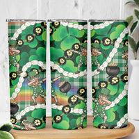 St Patrick's Day Palaka Hawaii Skinny Tumbler Kukui Nut Pikake Lei Shamrock Dabbing Leprechaun LT14 - Polynesian Pride