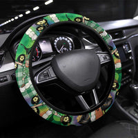 St Patrick's Day Palaka Hawaii Steering Wheel Cover Kukui Nut Pikake Lei Shamrock Dabbing Leprechaun LT14 Universal Fit Green - Polynesian Pride