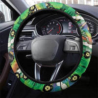 St Patrick's Day Palaka Hawaii Steering Wheel Cover Kukui Nut Pikake Lei Shamrock Dabbing Leprechaun LT14 - Polynesian Pride