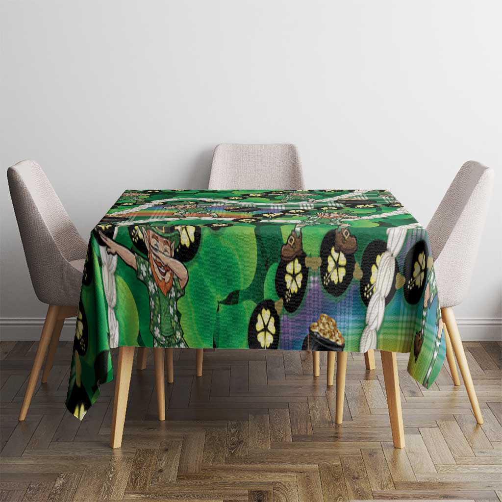 St Patrick's Day Palaka Hawaii Tablecloth Kukui Nut Pikake Lei Shamrock Dabbing Leprechaun