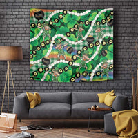 St Patrick's Day Palaka Hawaii Tapestry Kukui Nut Pikake Lei Shamrock Dabbing Leprechaun LT14 Green - Polynesian Pride