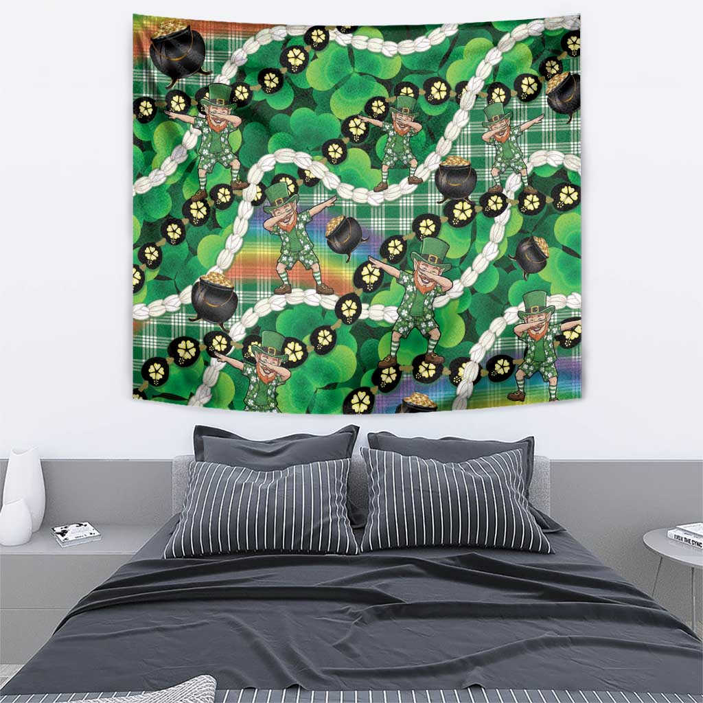 St Patrick's Day Palaka Hawaii Tapestry Kukui Nut Pikake Lei Shamrock Dabbing Leprechaun LT14 - Polynesian Pride