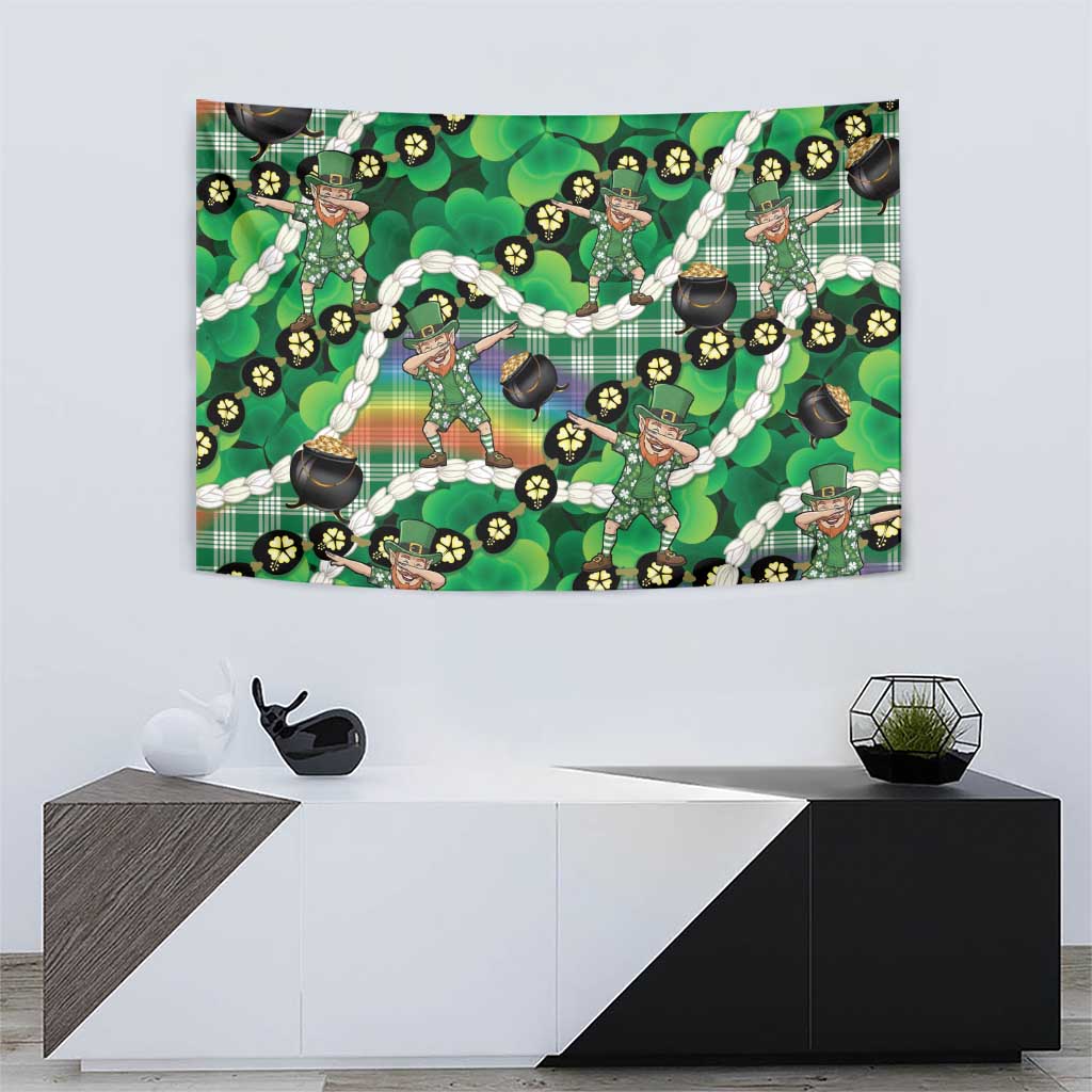 St Patrick's Day Palaka Hawaii Tapestry Kukui Nut Pikake Lei Shamrock Dabbing Leprechaun LT14 - Polynesian Pride
