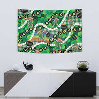 St Patrick's Day Palaka Hawaii Tapestry Kukui Nut Pikake Lei Shamrock Dabbing Leprechaun LT14 - Polynesian Pride