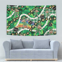 St Patrick's Day Palaka Hawaii Tapestry Kukui Nut Pikake Lei Shamrock Dabbing Leprechaun LT14 - Polynesian Pride