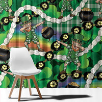 St Patrick's Day Palaka Hawaii Window Curtain Kukui Nut Pikake Lei Shamrock Dabbing Leprechaun