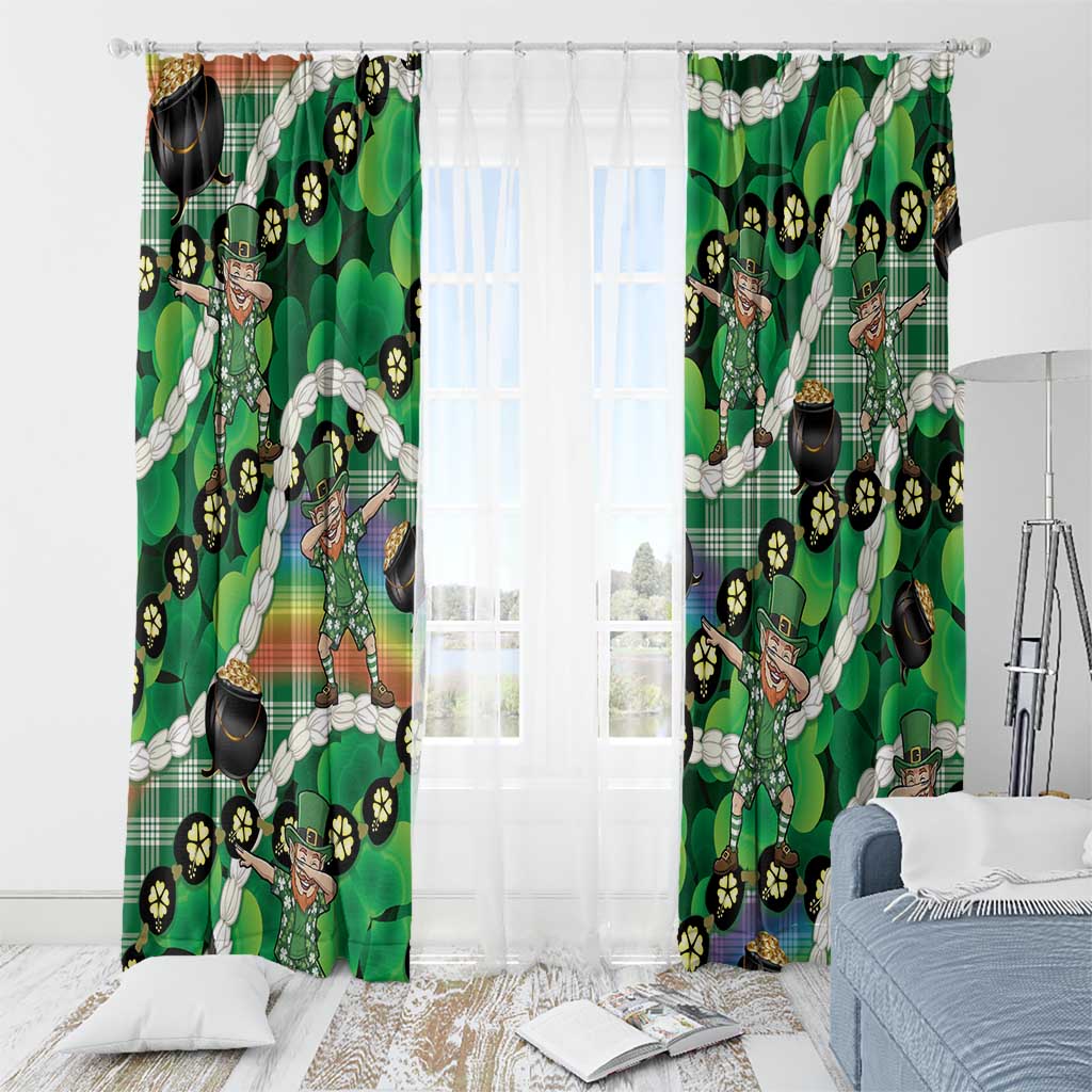 St Patrick's Day Palaka Hawaii Window Curtain Kukui Nut Pikake Lei Shamrock Dabbing Leprechaun