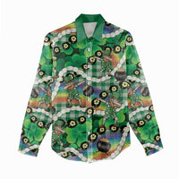 St Patrick's Day Palaka Hawaii Women Casual Shirt Kukui Nut Pikake Lei Shamrock Dabbing Leprechaun LT14 - Polynesian Pride