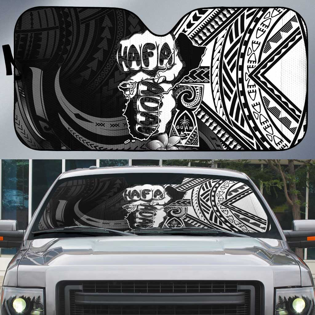 Hafa Adai Guam Discovery Day Auto Sun Shade Chamorro Latte Stone Hand Black Version