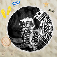 Hafa Adai Guam Discovery Day Beach Blanket Chamorro Latte Stone Hand Black Version