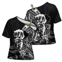 Hafa Adai Guam Discovery Day Cross Shoulder Shirt Chamorro Latte Stone Hand Black Version LT14 - Polynesian Pride