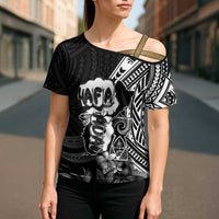 Hafa Adai Guam Discovery Day Cross Shoulder Shirt Chamorro Latte Stone Hand Black Version LT14 - Polynesian Pride