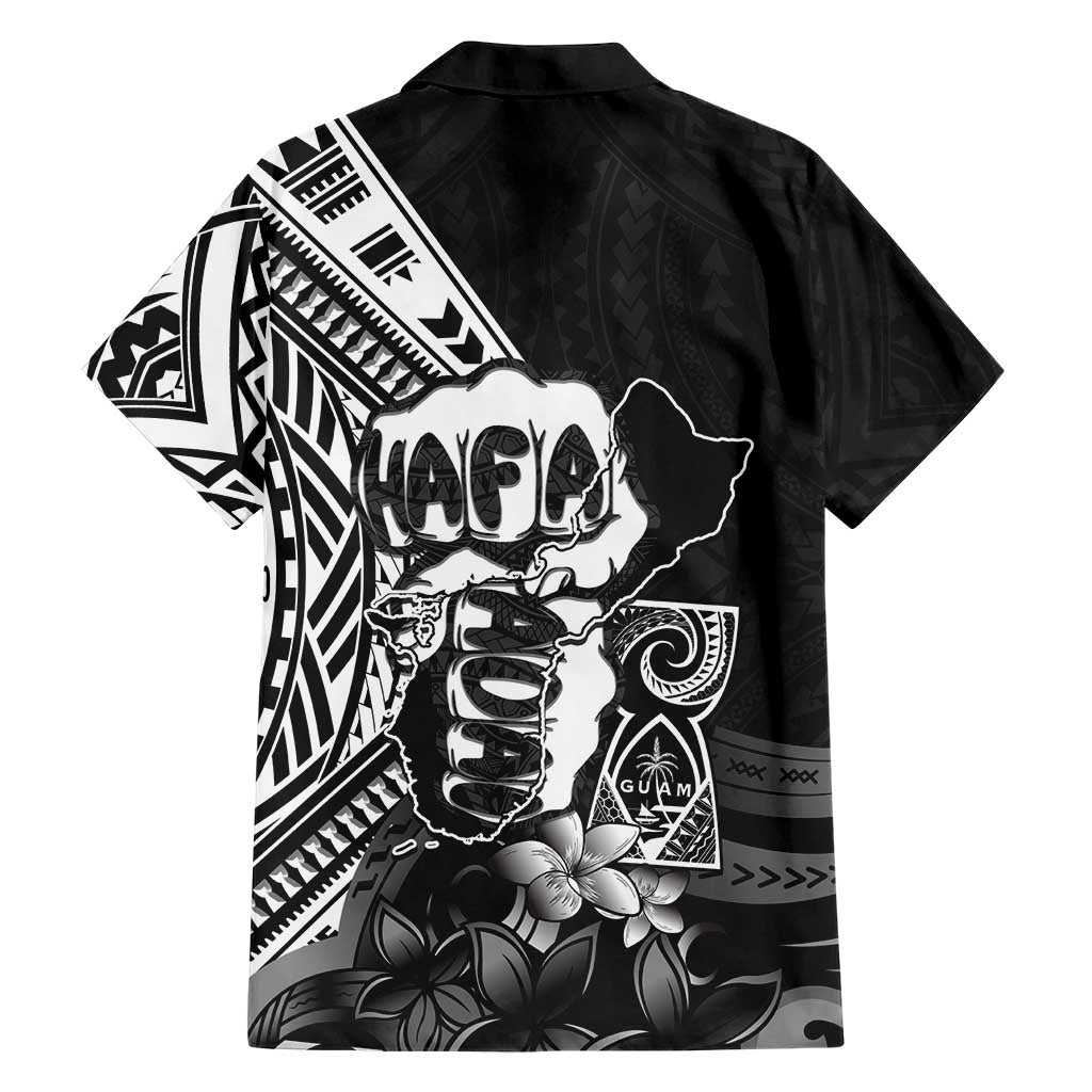 Hafa Adai Guam Discovery Day Family Matching Long Sleeve Bodycon Dress and Hawaiian Shirt Chamorro Latte Stone Hand Black Version LT14 - Polynesian Pride