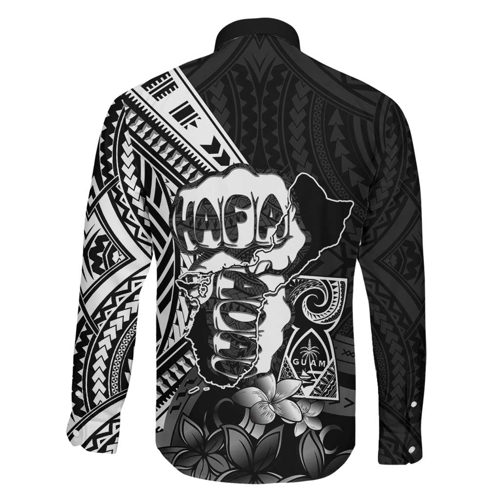 Hafa Adai Guam Discovery Day Family Matching Off Shoulder Maxi Dress and Hawaiian Shirt Chamorro Latte Stone Hand Black Version LT14 - Polynesian Pride