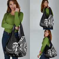 Hafa Adai Guam Discovery Day Grocery Bag Chamorro Latte Stone Hand Black Version