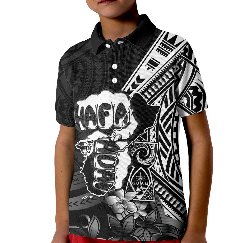 Hafa Adai Guam Discovery Day Kid Polo Shirt Chamorro Latte Stone Hand Black Version
