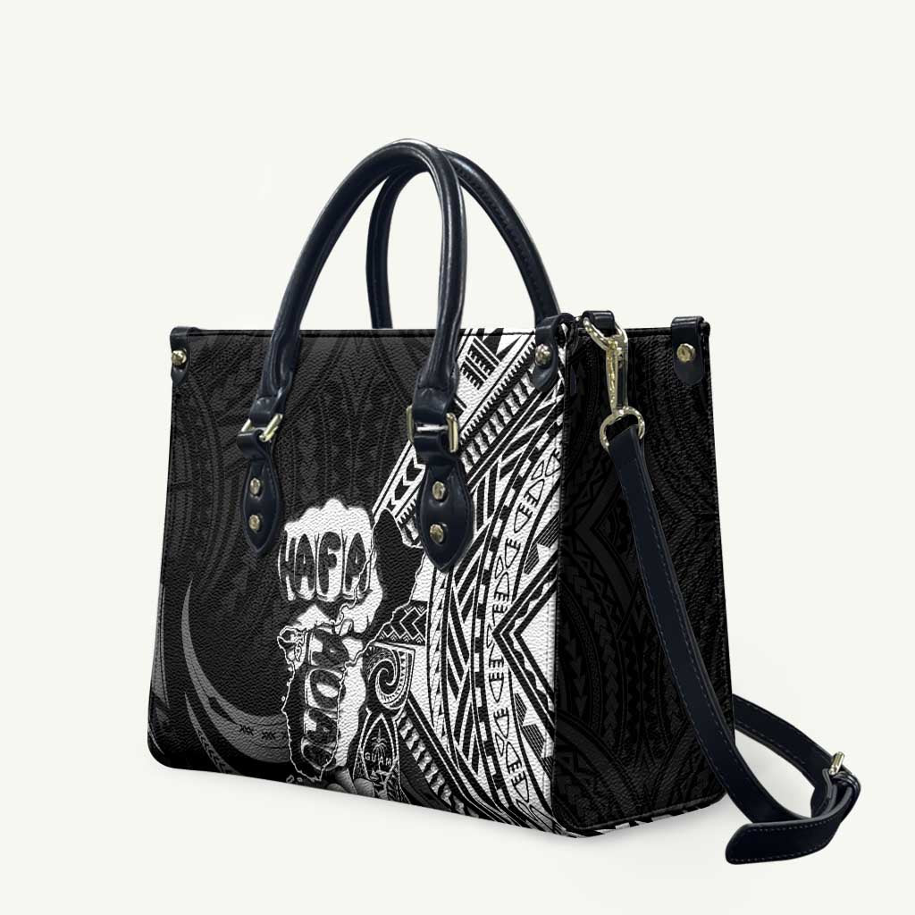 Hafa Adai Guam Discovery Day Leather Bag Chamorro Latte Stone Hand Black Version