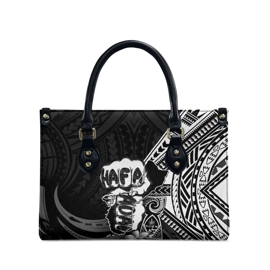 Hafa Adai Guam Discovery Day Leather Bag Chamorro Latte Stone Hand Black Version