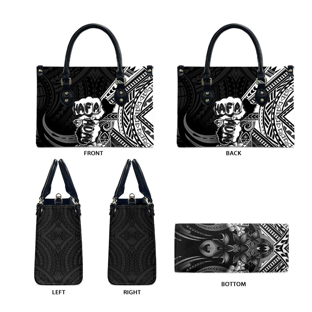 Hafa Adai Guam Discovery Day Leather Bag Chamorro Latte Stone Hand Black Version