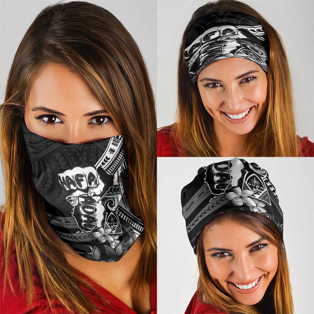 Hafa Adai Guam Discovery Day Neck Gaiter Chamorro Latte Stone Hand Black Version