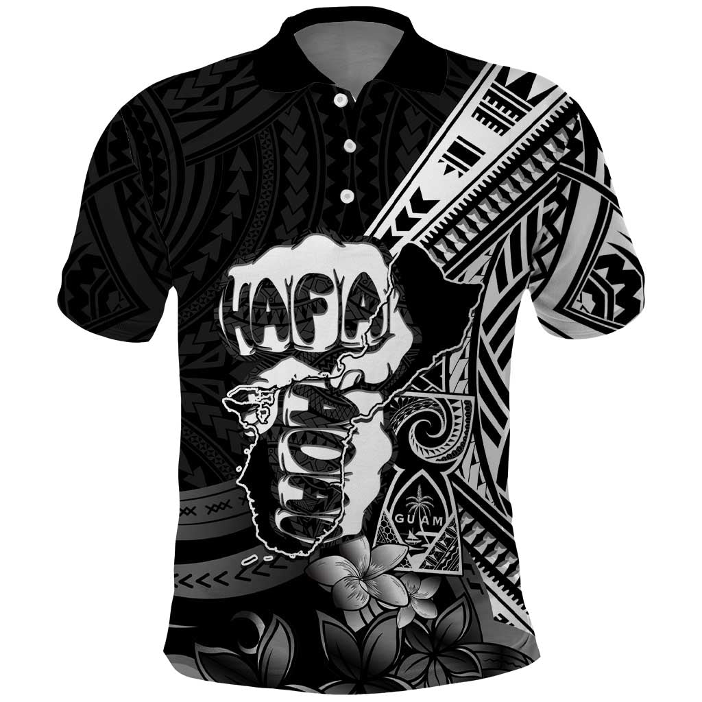 Hafa Adai Guam Discovery Day Polo Shirt Chamorro Latte Stone Hand Black Version