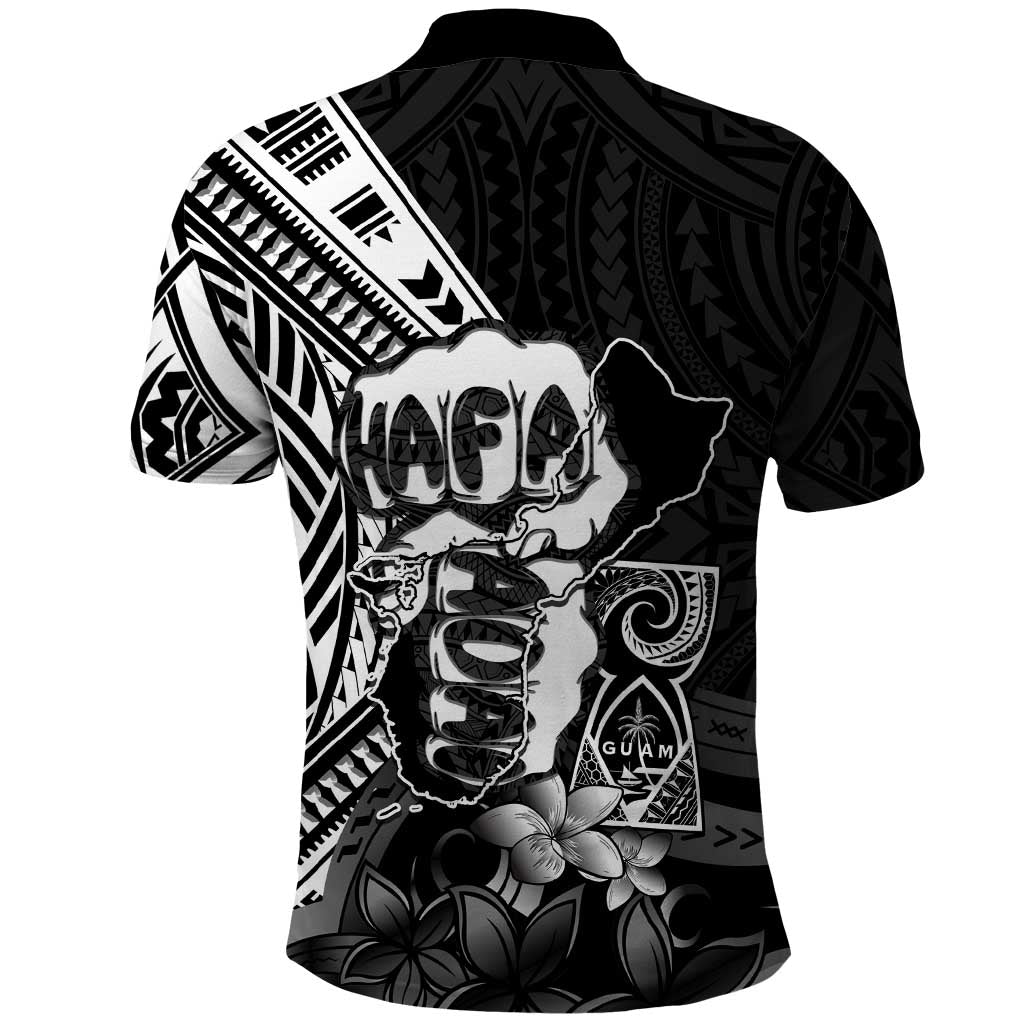 Hafa Adai Guam Discovery Day Polo Shirt Chamorro Latte Stone Hand Black Version