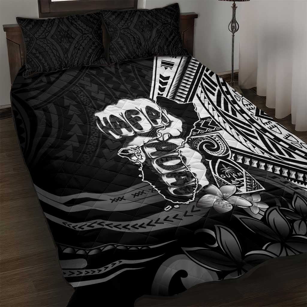 Hafa Adai Guam Discovery Day Quilt Bed Set Chamorro Latte Stone Hand Black Version