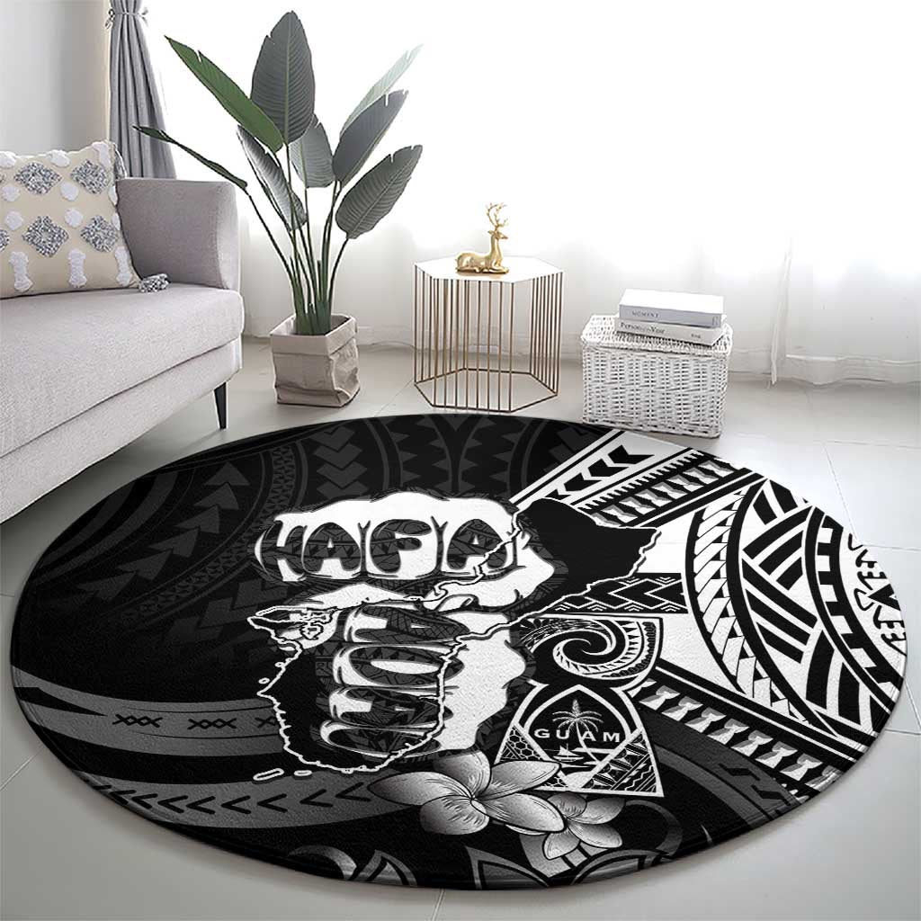 Hafa Adai Guam Discovery Day Round Carpet Chamorro Latte Stone Hand Black Version