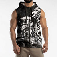 Hafa Adai Guam Discovery Day Sleeveless Zip Hoodie Chamorro Latte Stone Hand Black Version
