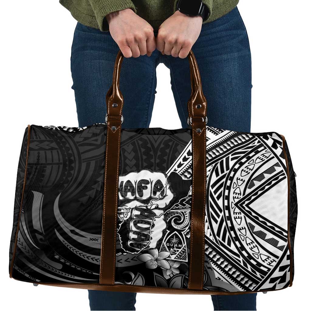 Hafa Adai Guam Discovery Day Travel Bag Chamorro Latte Stone Hand Black Version LT14 Black - Polynesian Pride