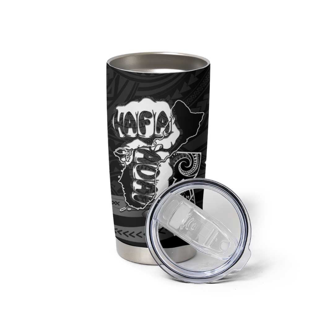 Hafa Adai Guam Discovery Day Tumbler Cup Chamorro Latte Stone Hand Black Version LT14 - Polynesian Pride