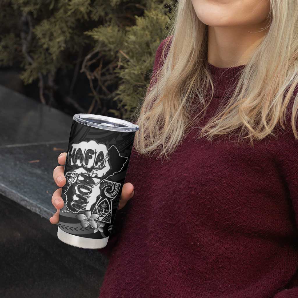 Hafa Adai Guam Discovery Day Tumbler Cup Chamorro Latte Stone Hand Black Version LT14 - Polynesian Pride