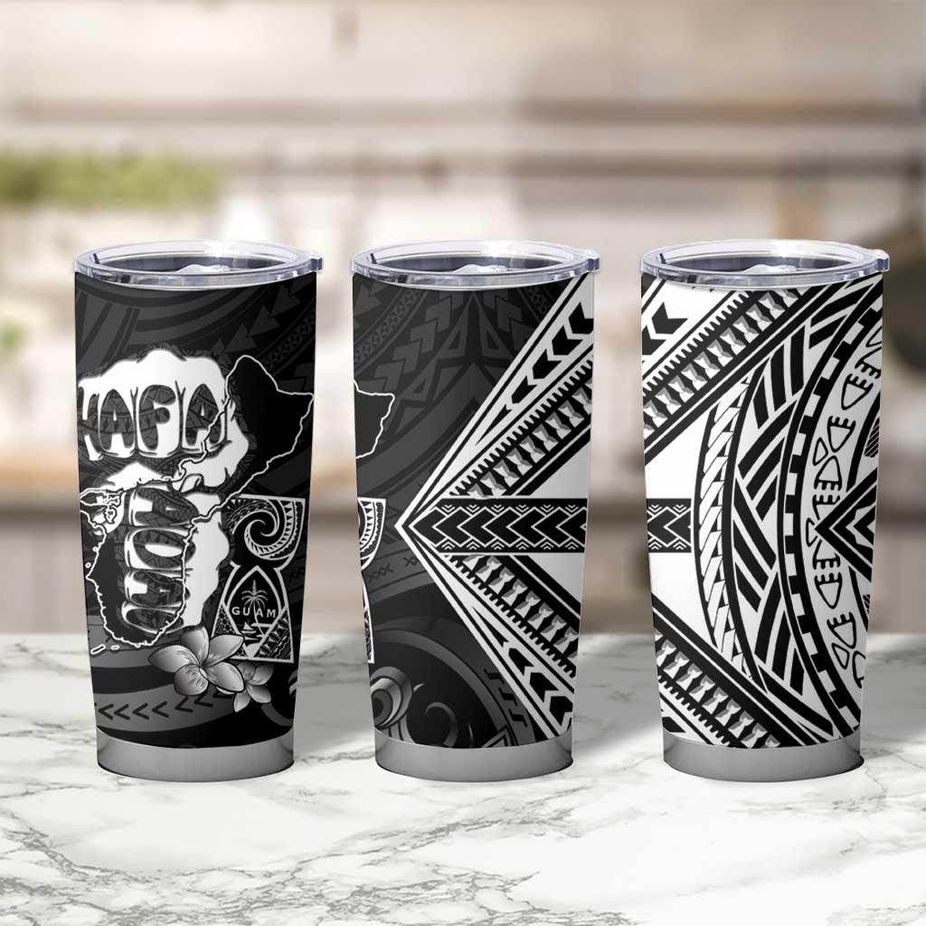Hafa Adai Guam Discovery Day Tumbler Cup Chamorro Latte Stone Hand Black Version LT14 - Polynesian Pride