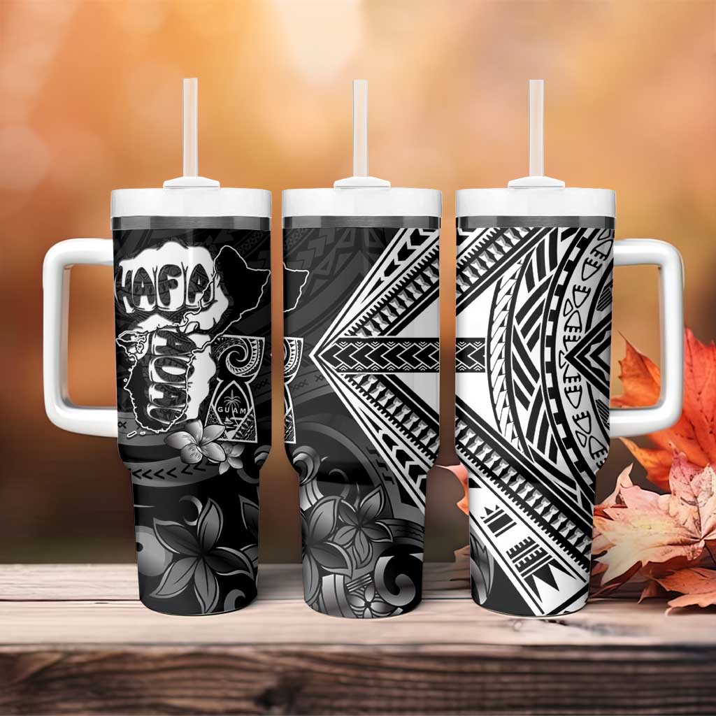Hafa Adai Guam Discovery Day Tumbler With Handle Chamorro Latte Stone Hand Black Version
