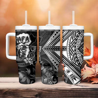 Hafa Adai Guam Discovery Day Tumbler With Handle Chamorro Latte Stone Hand Black Version