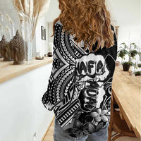 Hafa Adai Guam Discovery Day Women Casual Shirt Chamorro Latte Stone Hand Black Version