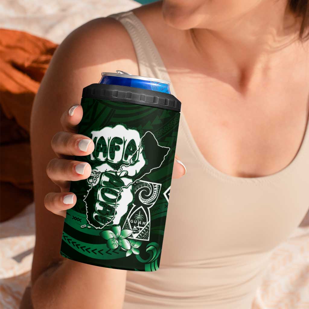 Hafa Adai Guam Discovery Day 4 in 1 Can Cooler Tumbler Chamorro Latte Stone Hand Green Version