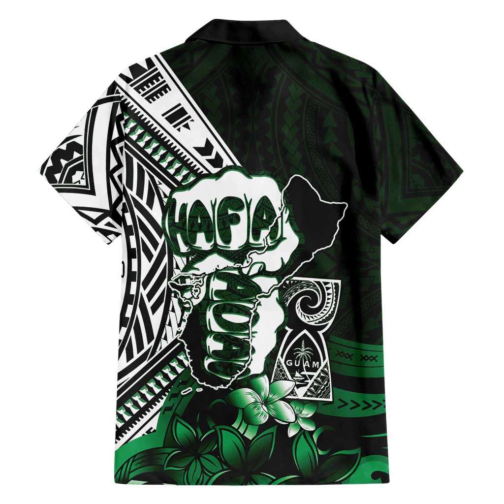 Hafa Adai Guam Discovery Day Family Matching Short Sleeve Bodycon Dress and Hawaiian Shirt Chamorro Latte Stone Hand Green Version LT14 - Polynesian Pride