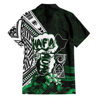Hafa Adai Guam Discovery Day Family Matching Tank Maxi Dress and Hawaiian Shirt Chamorro Latte Stone Hand Green Version LT14 - Polynesian Pride