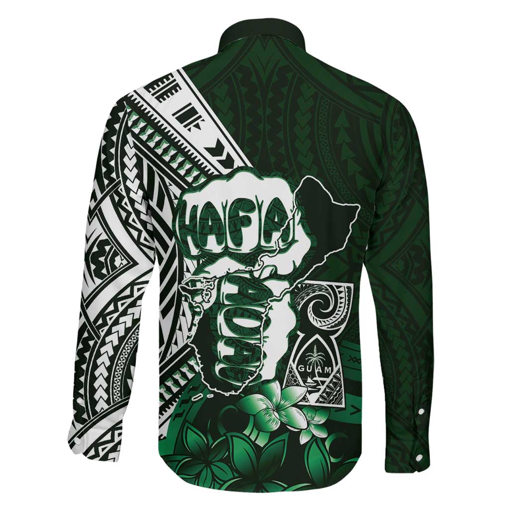 Hafa Adai Guam Discovery Day Family Matching Tank Maxi Dress and Hawaiian Shirt Chamorro Latte Stone Hand Green Version LT14 - Polynesian Pride