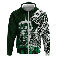 Hafa Adai Guam Discovery Day Hoodie Chamorro Latte Stone Hand Green Version LT14 Zip Hoodie Green - Polynesian Pride