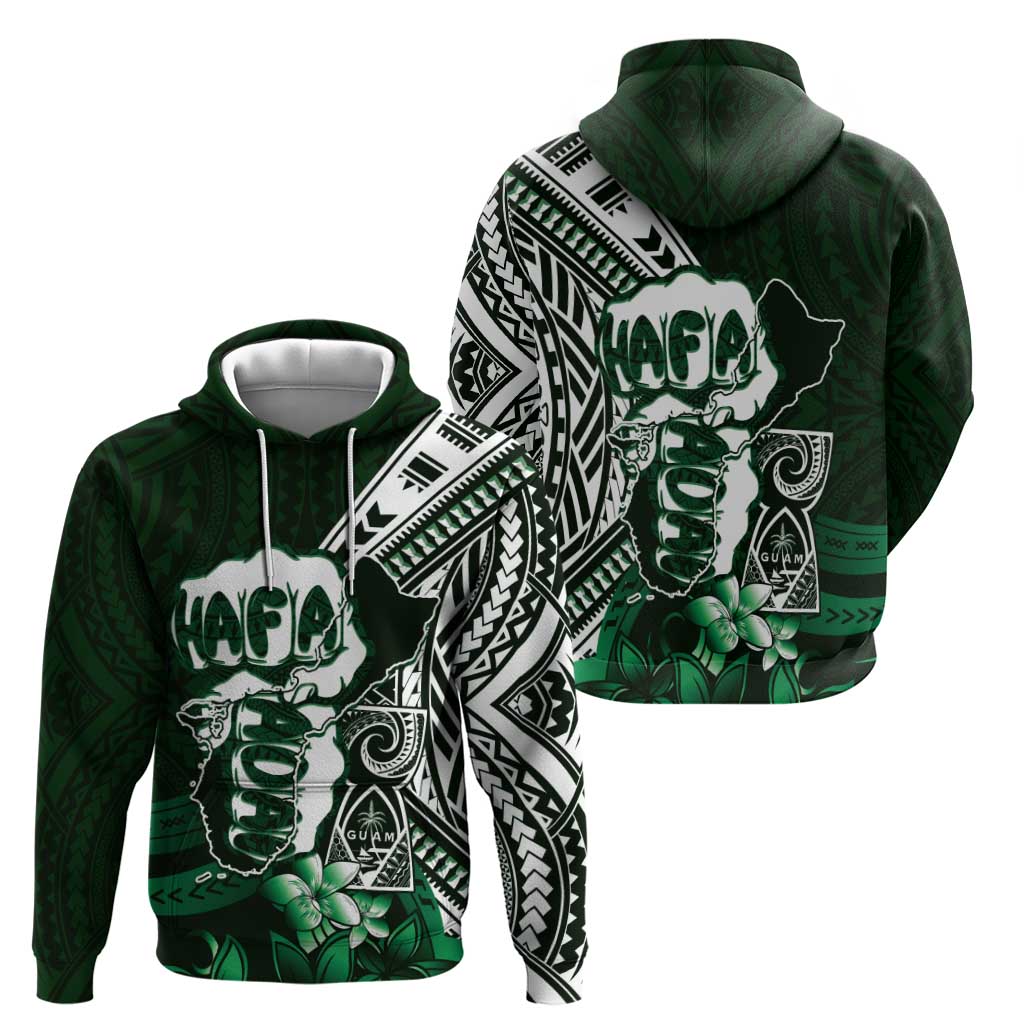 Hafa Adai Guam Discovery Day Hoodie Chamorro Latte Stone Hand Green Version LT14 - Polynesian Pride