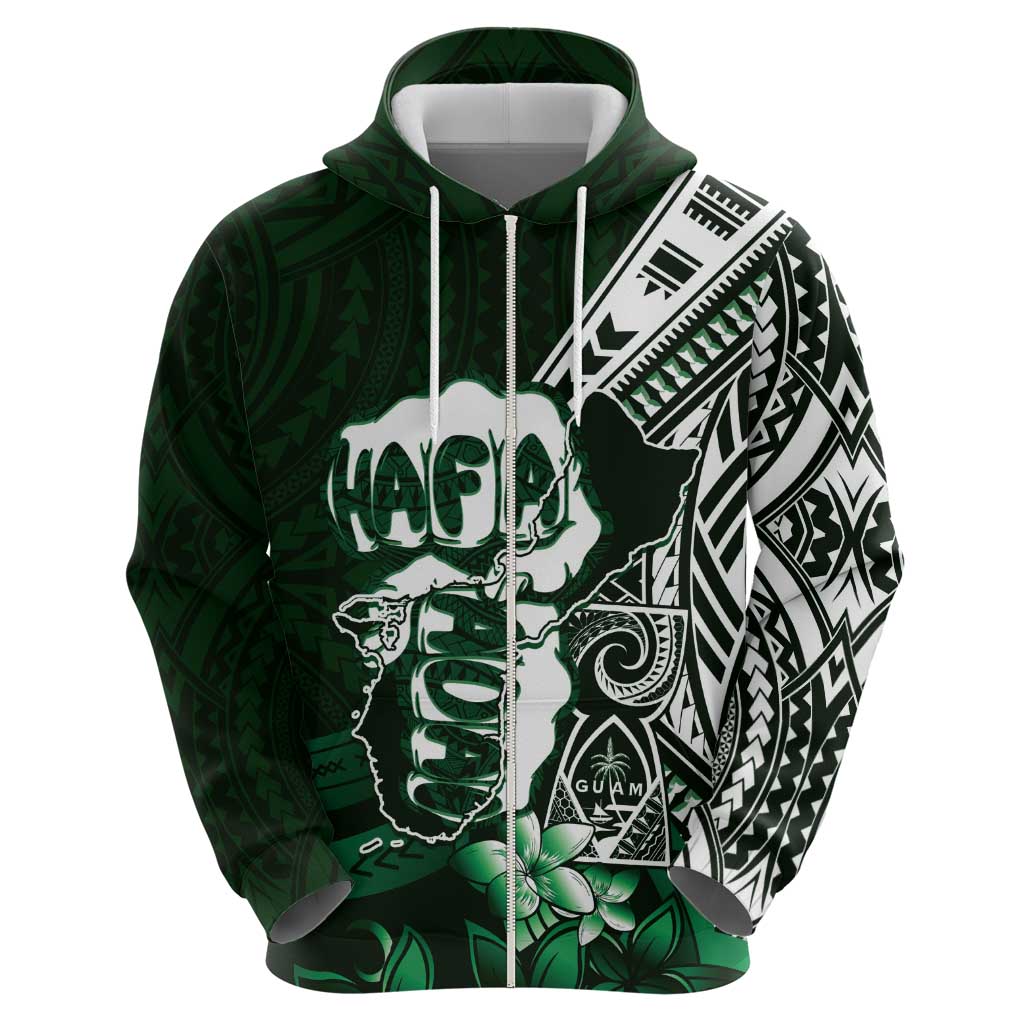 Hafa Adai Guam Discovery Day Hoodie Chamorro Latte Stone Hand Green Version LT14 - Polynesian Pride